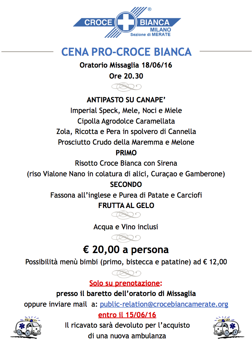 Cena Croce Bianca